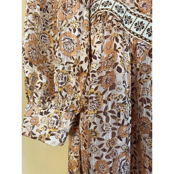 SHEIN Mini Floral Printed High Neck Ruffle Lace Trim Long Sleeve Mini Dress XS 2 - Picture 7 of 16